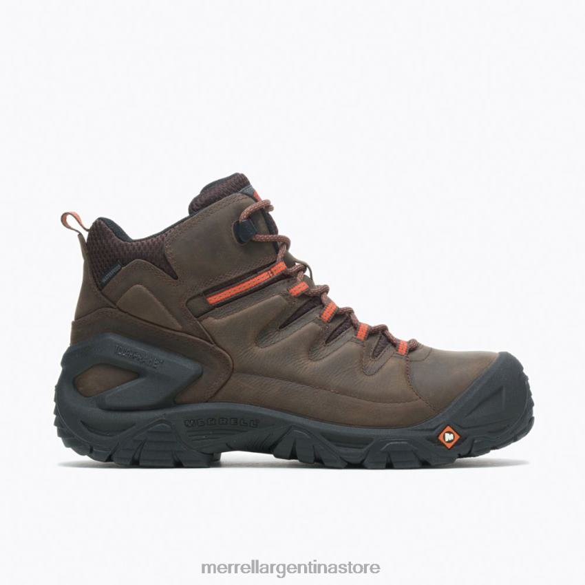 hombres zapatos Café exprés NL2ZZ716 Merrell Bota de trabajo impermeable de 6'' de cuero strongfield con punta comp (j099341)