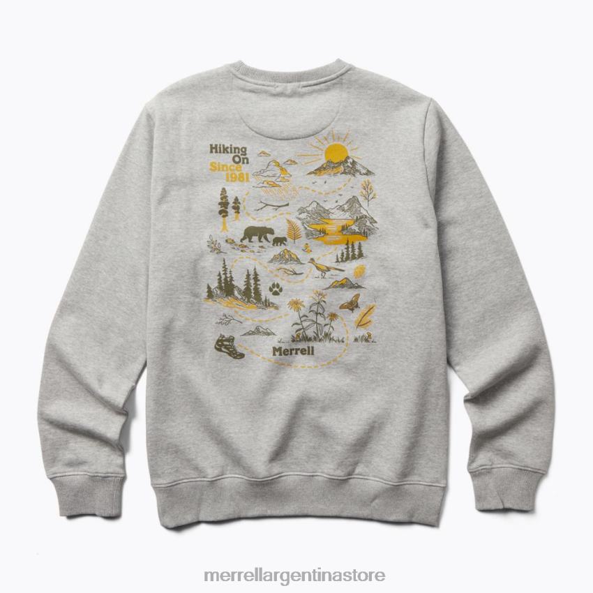 hombres ropa brezo gris NL2ZZ696 Merrell forro polar con cuello redondo life's an adventure (jmf26623-050)