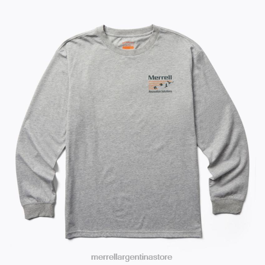 hombres ropa brezo gris NL2ZZ561 Merrell gran camiseta de manga larga al aire libre (jmf26624-050)