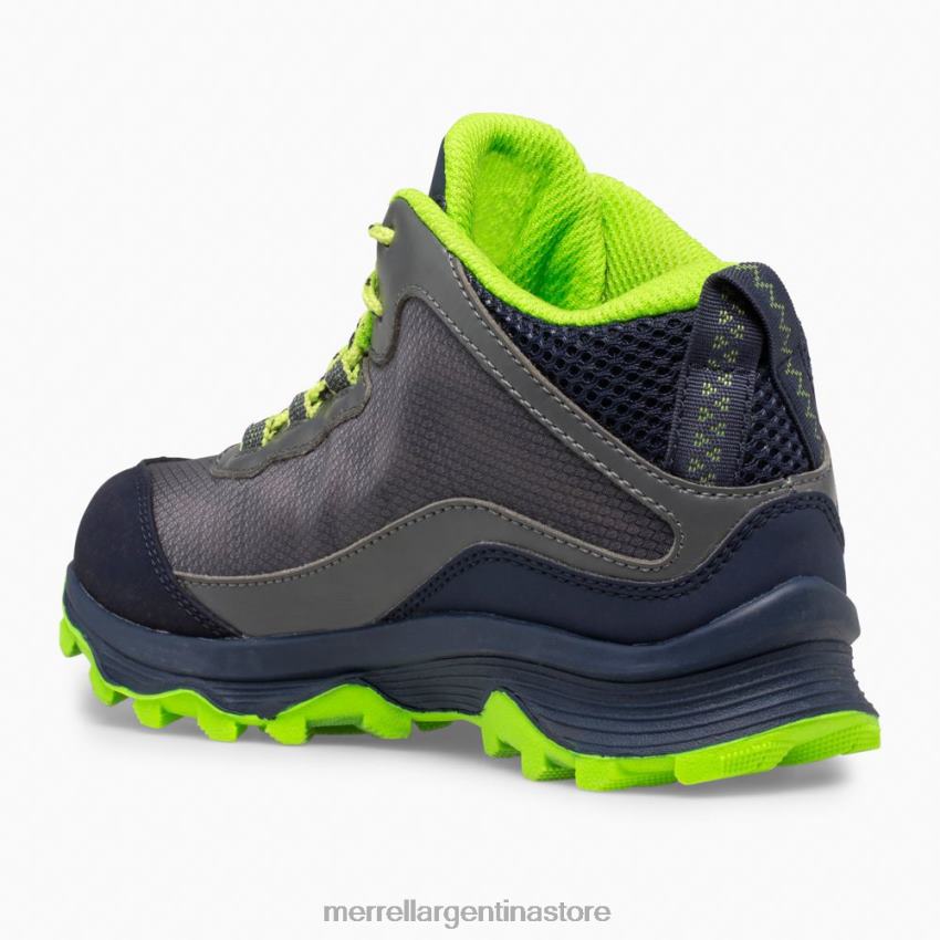 niños zapatos azul marino/gris/lima NL2ZZ1383 Merrell moab speed mid impermeable (mk265212)