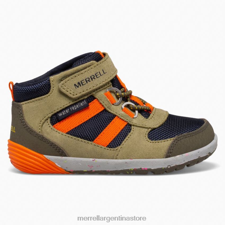 niños zapatos verde oliva/azul marino/naranja NL2ZZ1457 Merrell bare steps ridge jr excursionista (ml266269)