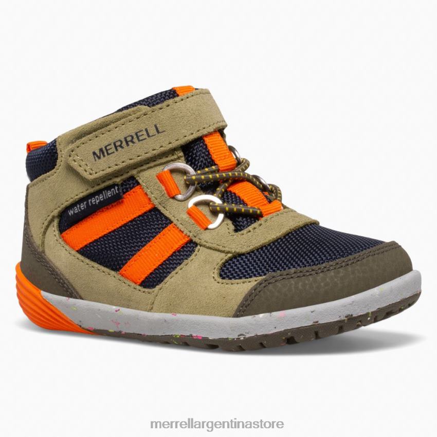 niños zapatos verde oliva/azul marino/naranja NL2ZZ1457 Merrell bare steps ridge jr excursionista (ml266269)