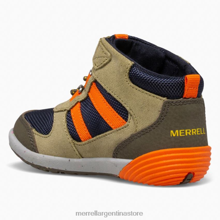 niños zapatos verde oliva/azul marino/naranja NL2ZZ1457 Merrell bare steps ridge jr excursionista (ml266269)